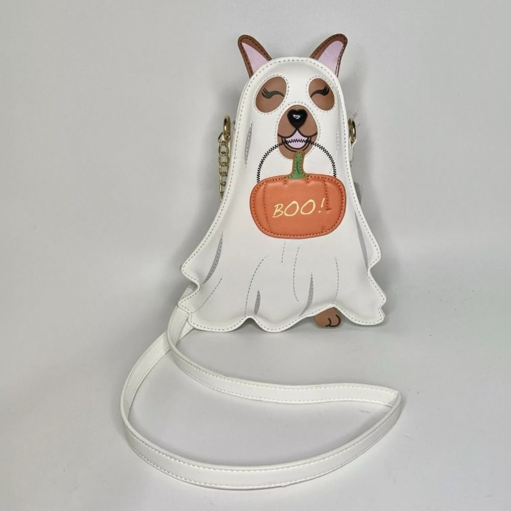 Betsey Johnson GLOW IN THE DARK GHOST DOG XOSPOOKY WHITE CROSSBODY NWT - Picture 5 of 12